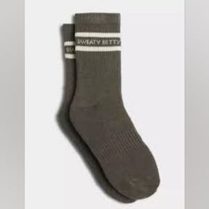 Sweaty Betty Varsity Slogan Socks Umbra Green Size 2–5 Organic Cotton Blend